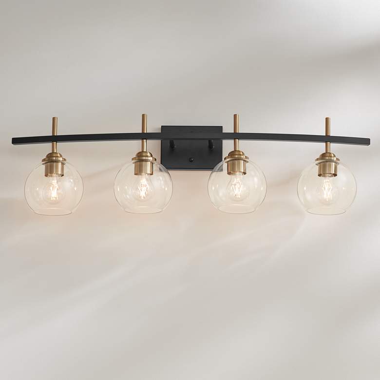 Image 1 Duka 36 1/4" Wide 4-Light Black and Gold Bath Light
