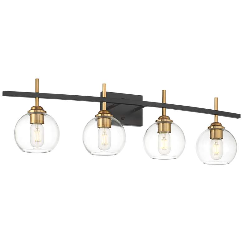 Image 5 Duka 36 1/4" Wide 4-Light Black and Gold Bath Light more views