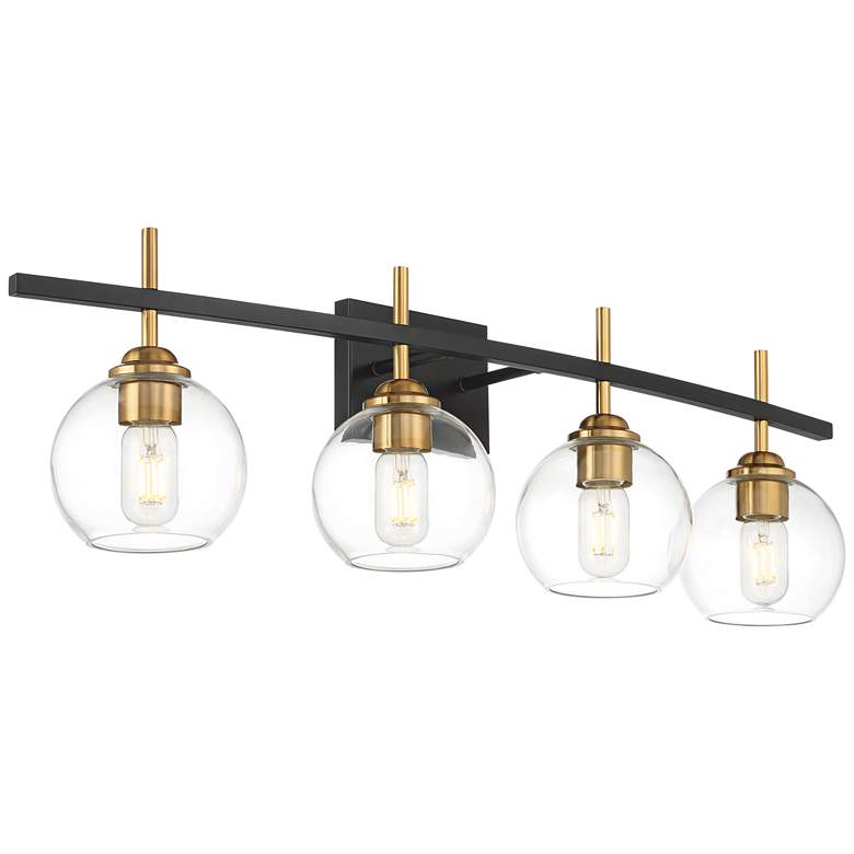 Image 6 Duka 36 1/4" Wide 4-Light Black and Gold Bath Light more views