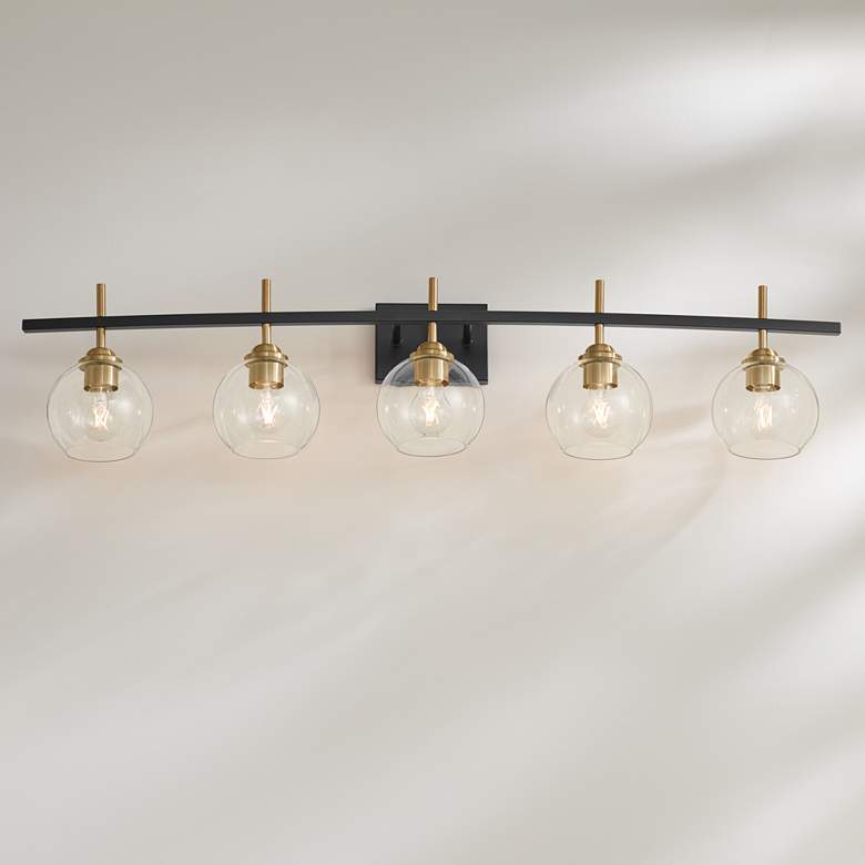 Image 1 Duka 45 1/4" Wide 5-Light Black and Gold Bath Light
