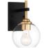 Duka 9 3/4" High Black and Gold Glass Globe Wall Light