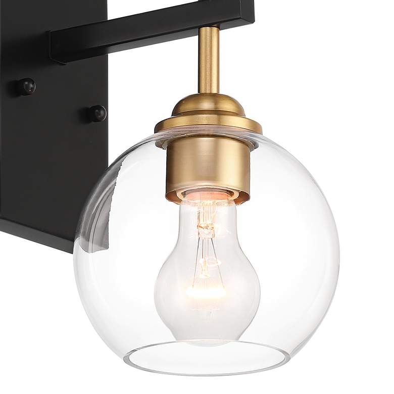 Image 4 Duka 9 3/4" High Black and Gold Glass Globe Wall Light more views