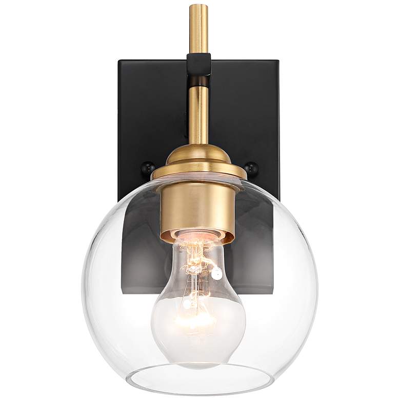 Image 5 Duka 9 3/4" High Black and Gold Glass Globe Wall Light more views