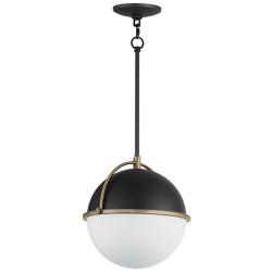 Duke 11 1/2" Wide Black and Weathered Brass Mini Pendant