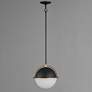 3_Duke 11 1/2" Wide Black and Weathered Brass Mini Pendant more views