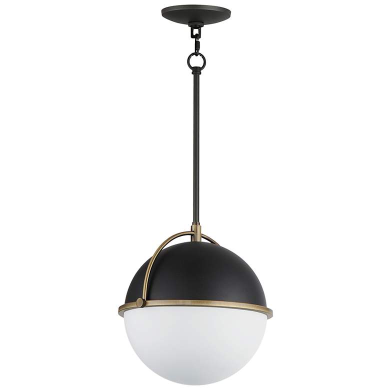 Image 1 Duke 12" Single Pendant - Black/Weathered Brass