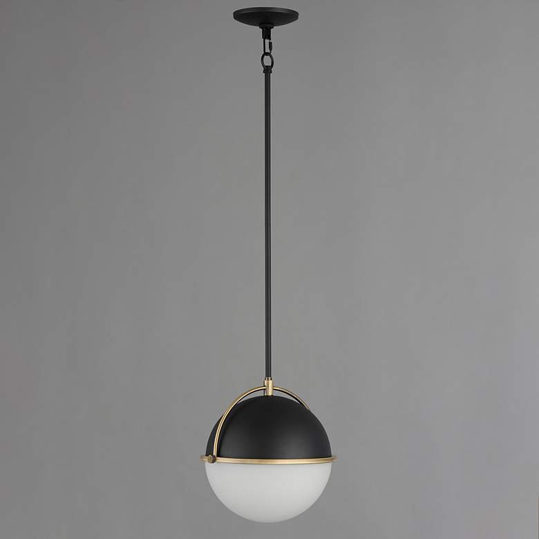Image 2 Duke 12" Single Pendant - Black/Weathered Brass more views