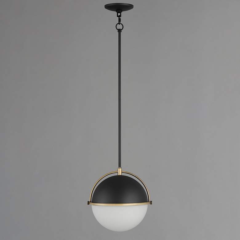 Image 3 Duke 12" Single Pendant - Black/Weathered Brass more views