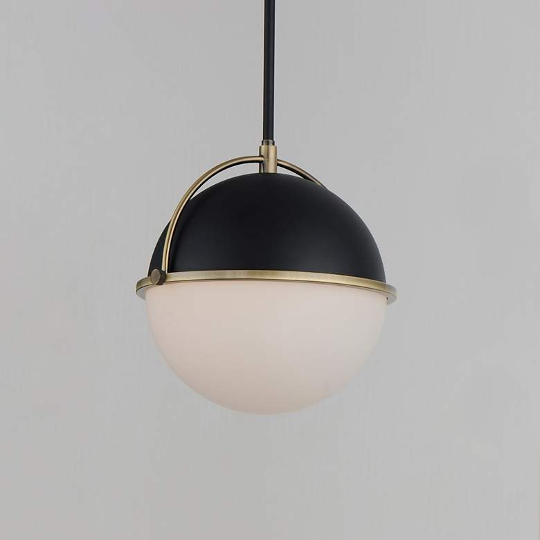 Image 4 Duke 12" Single Pendant - Black/Weathered Brass more views