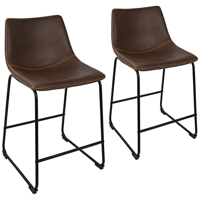 Image 1 Duke 25 1/2 inch Espresso Faux Leather Counter Stool Set of 2
