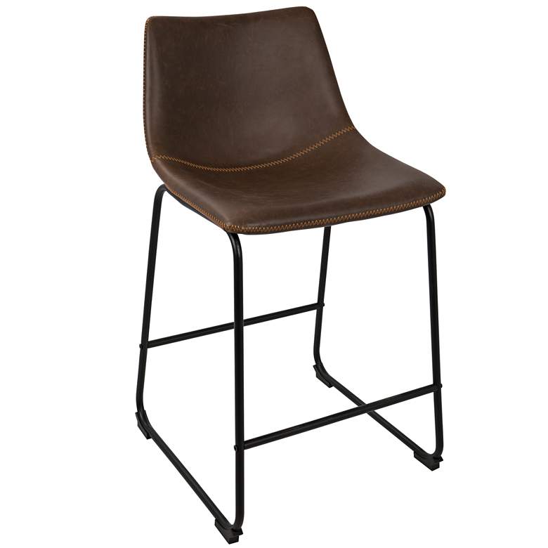 Image 2 Duke 25 1/2" Espresso Faux Leather Counter Stool Set of 2 more views