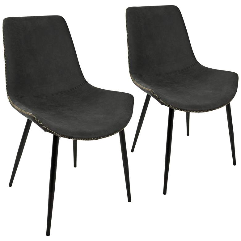 Image 1 Duke Gray Faux Leather Dining Chair Set of 2