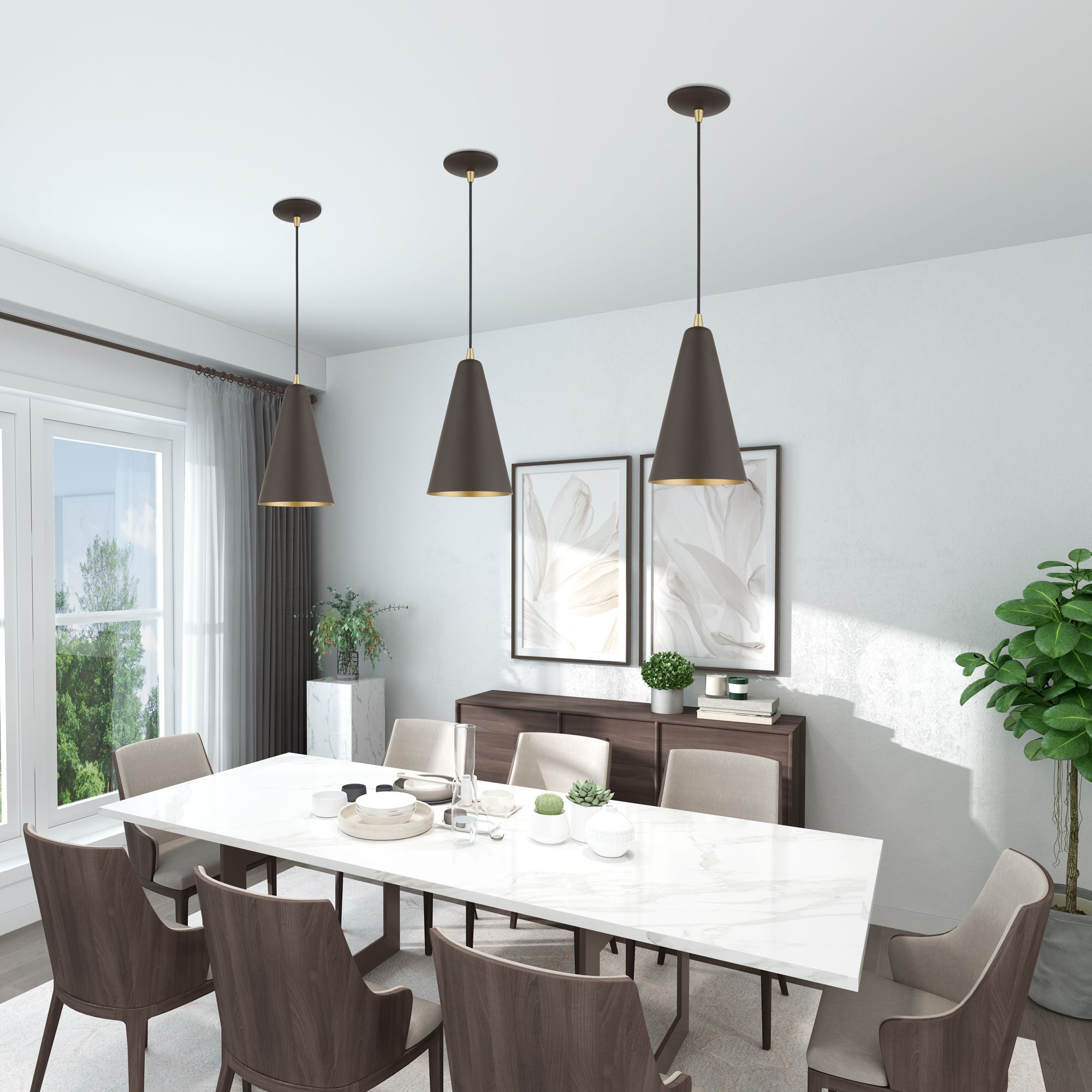 Dulce 1 Light Bronze with Antique Brass Accents Mini Pendant