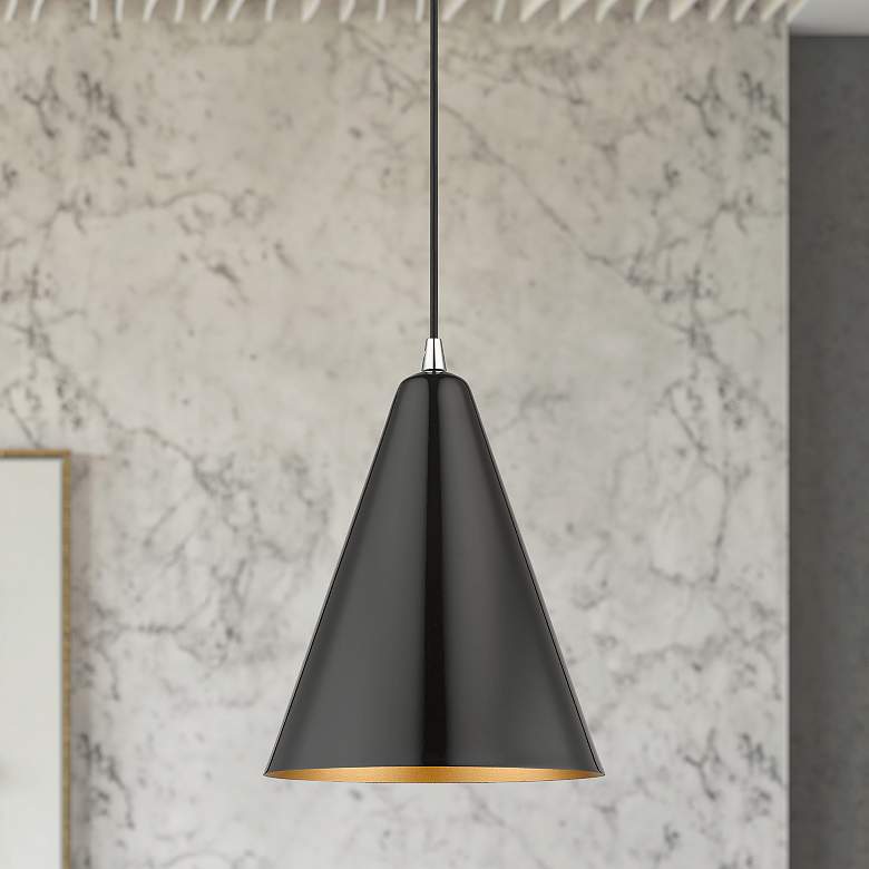 Image 1 Dulce 10" Wide Shiny Black Mini Pendant