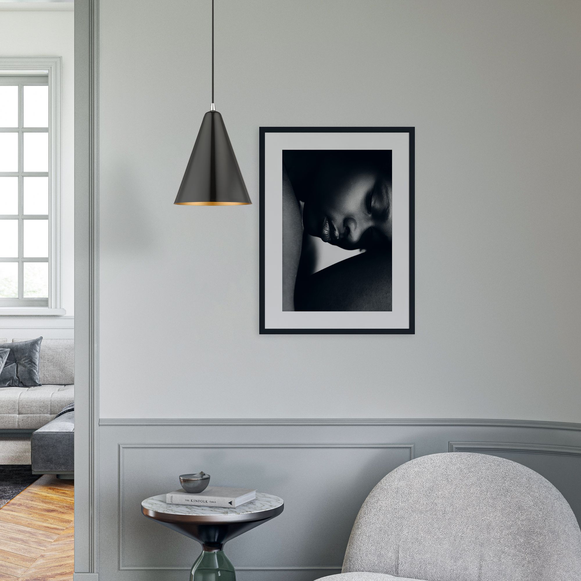 Dulce 10" Wide Shiny Black Mini Pendant