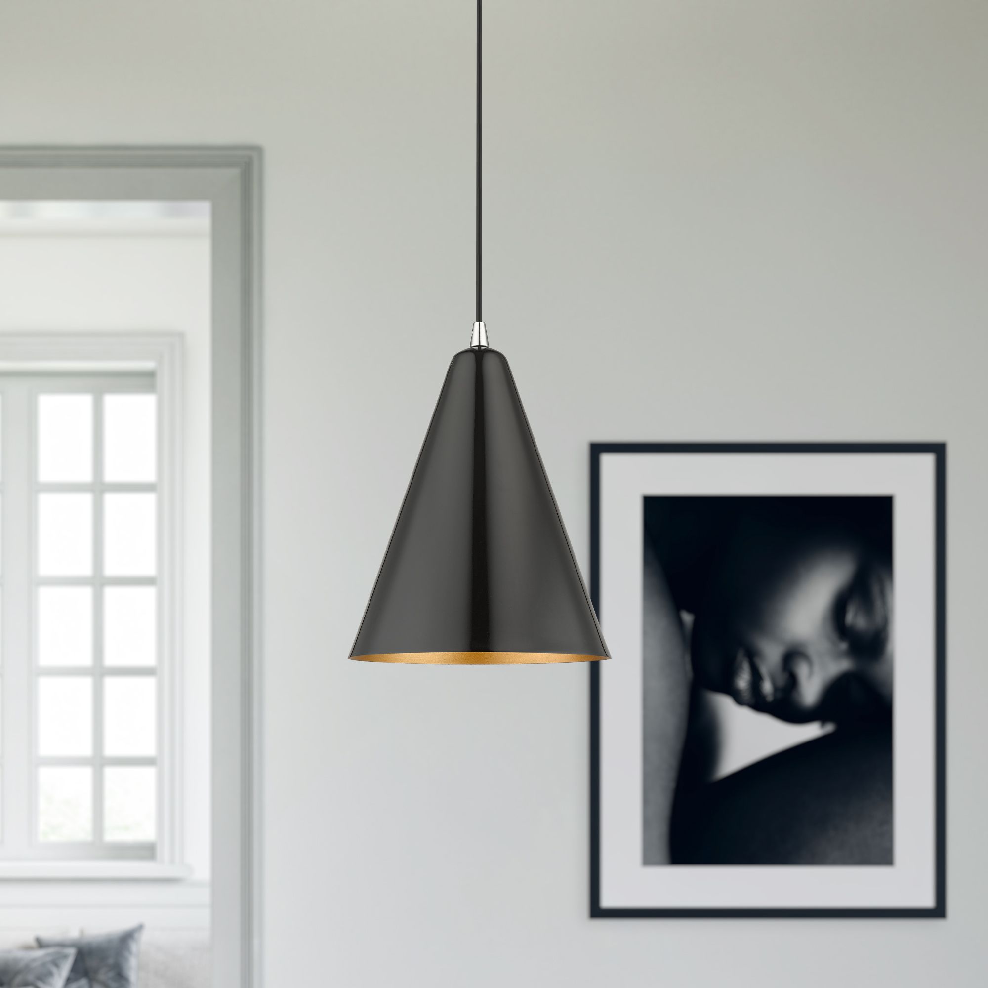 Dulce 10" Wide Shiny Black Mini Pendant