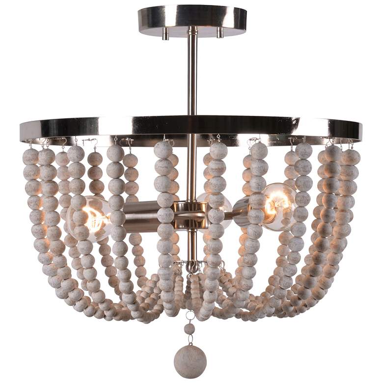 Image 1 Dumas 15.93" Wide 3-Light Weathered White Semi-Flush Mount