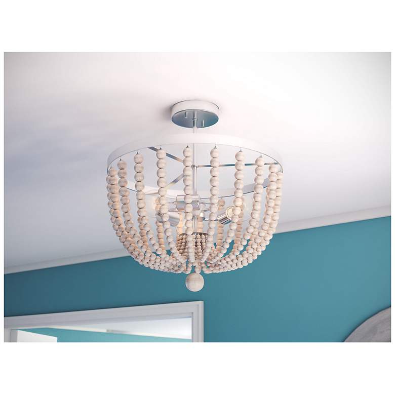 Image 2 Dumas 15.93" Wide 3-Light Weathered White Semi-Flush Mount more views