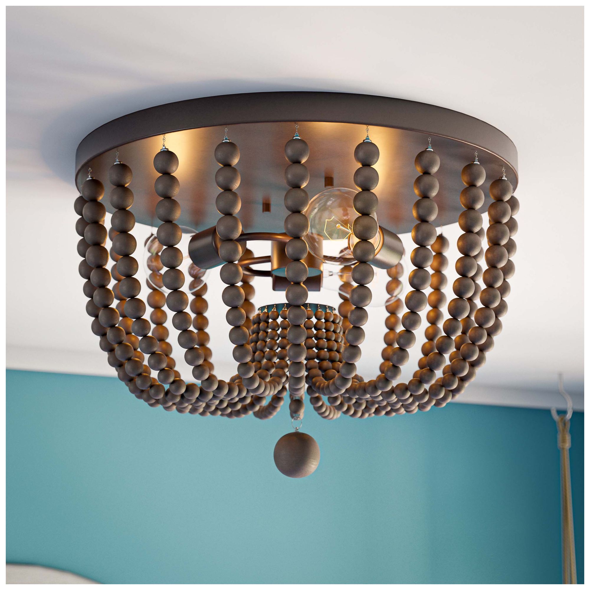 Dumas 15.93" Wide 3-Light Weathered White Semi-Flush Mount