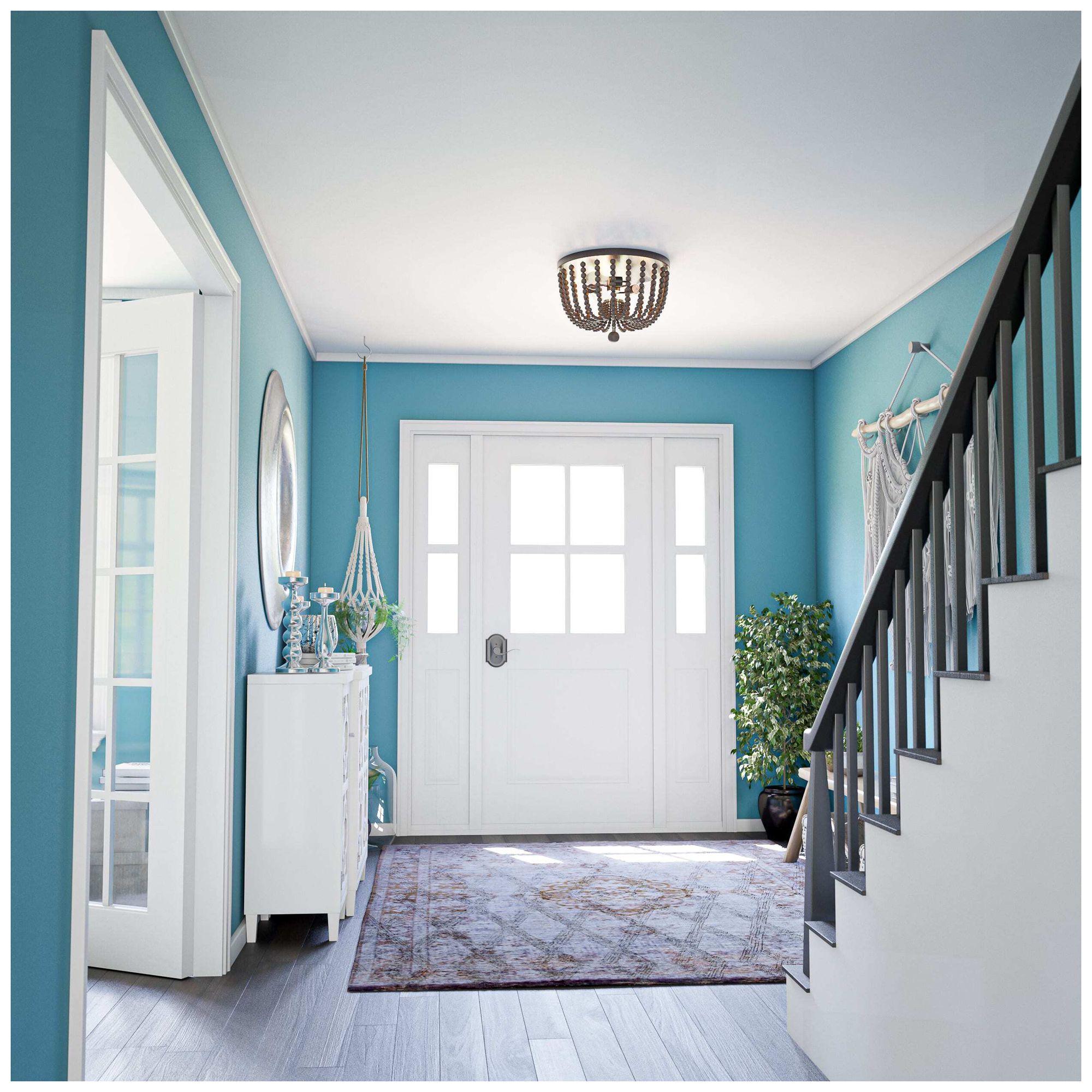 Image 4 Dumas 16" Wide 3-Light Brown Wood Bead Flush Mount more views