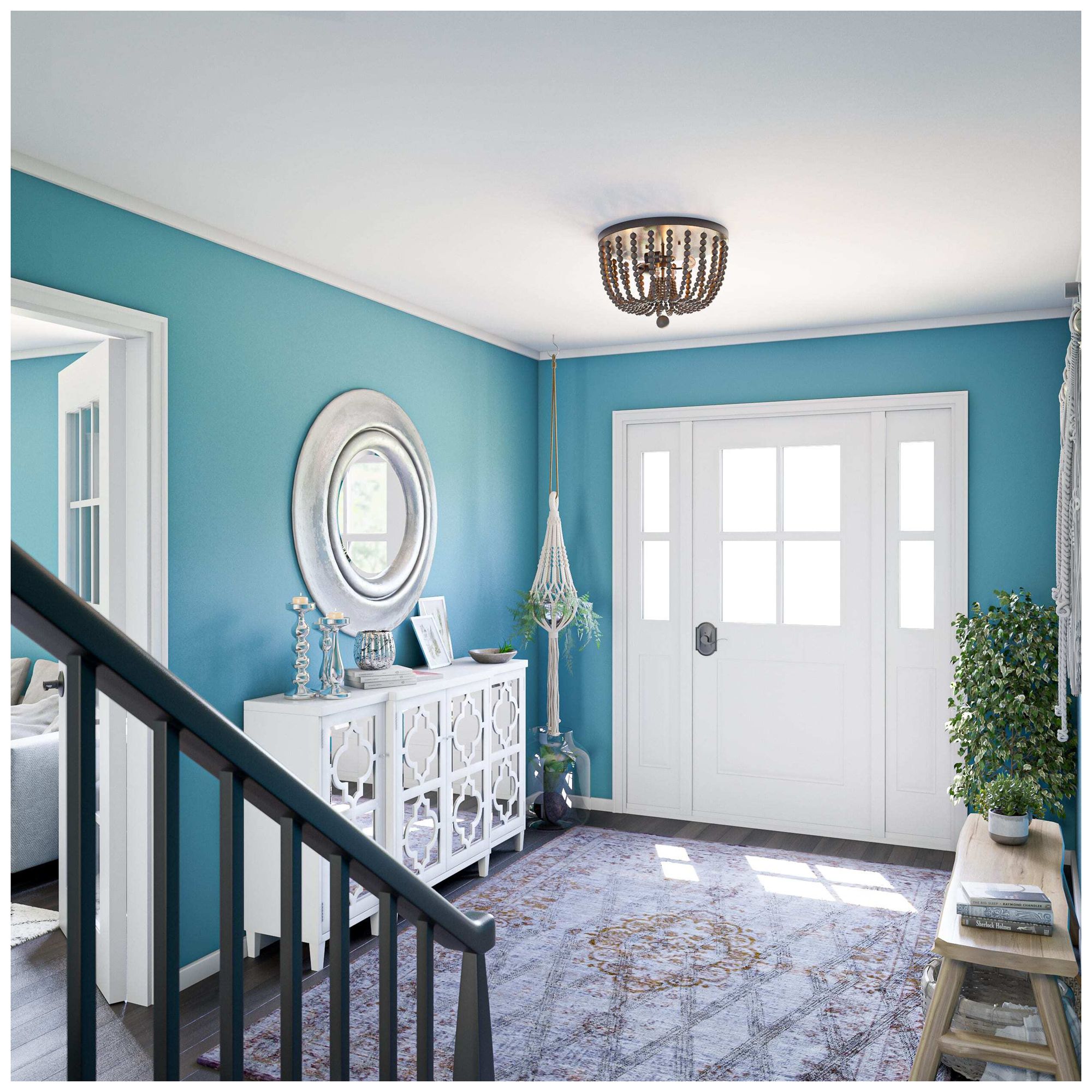 Image 5 Dumas 16" Wide 3-Light Brown Wood Bead Flush Mount more views