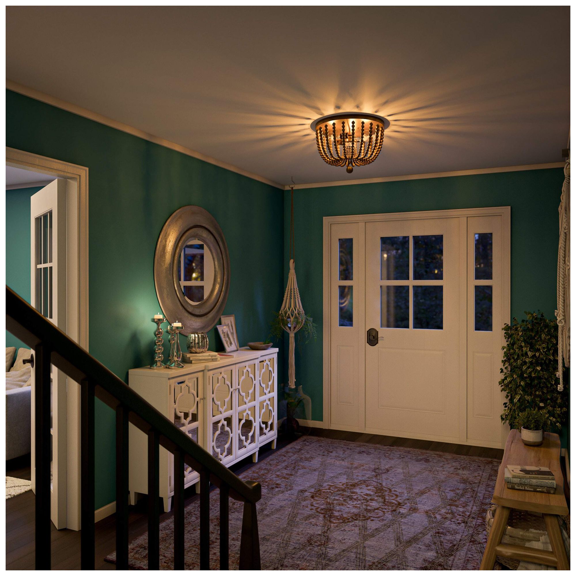 Image 6 Dumas 16" Wide 3-Light Brown Wood Bead Flush Mount more views