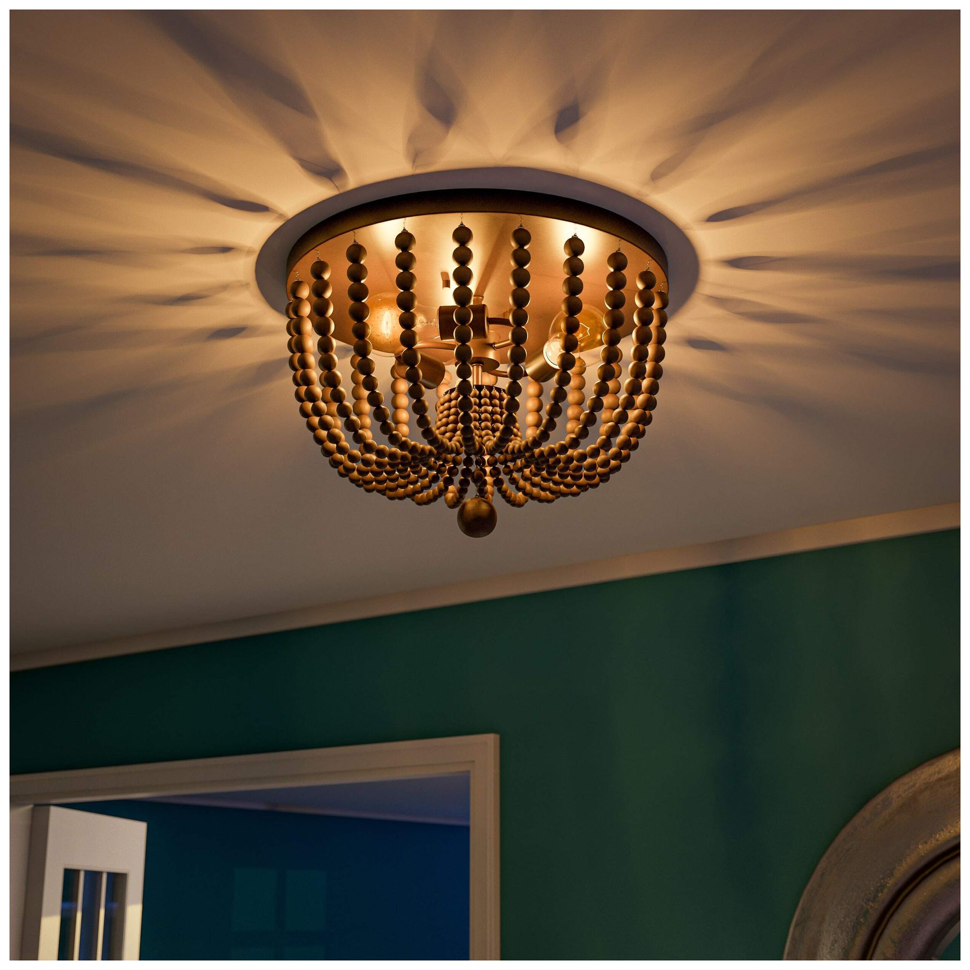 Image 7 Dumas 16" Wide 3-Light Brown Wood Bead Flush Mount more views