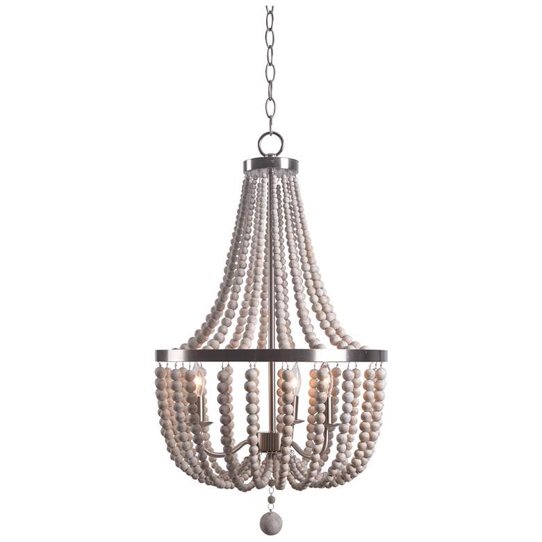 Image 1 Dumas 16" Wide 3-Light Wood Bead ChandelierGray