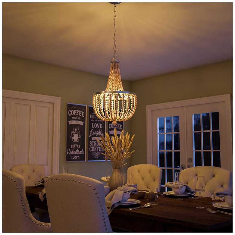 Image 5 Dumas 16" Wide 3-Light Wood Bead ChandelierGray more views