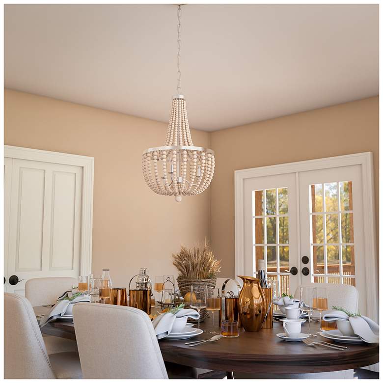 Image 7 Dumas 16" Wide 3-Light Wood Bead ChandelierGray more views