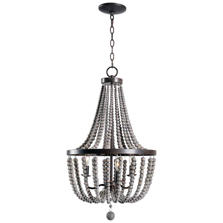 Image 1 Dumas 16" Wide 3-Light Wood Bead ChandelierGray