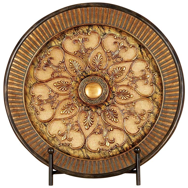 Image 1 Dumas Polished Brushed Gold Decorative Plate with Stand