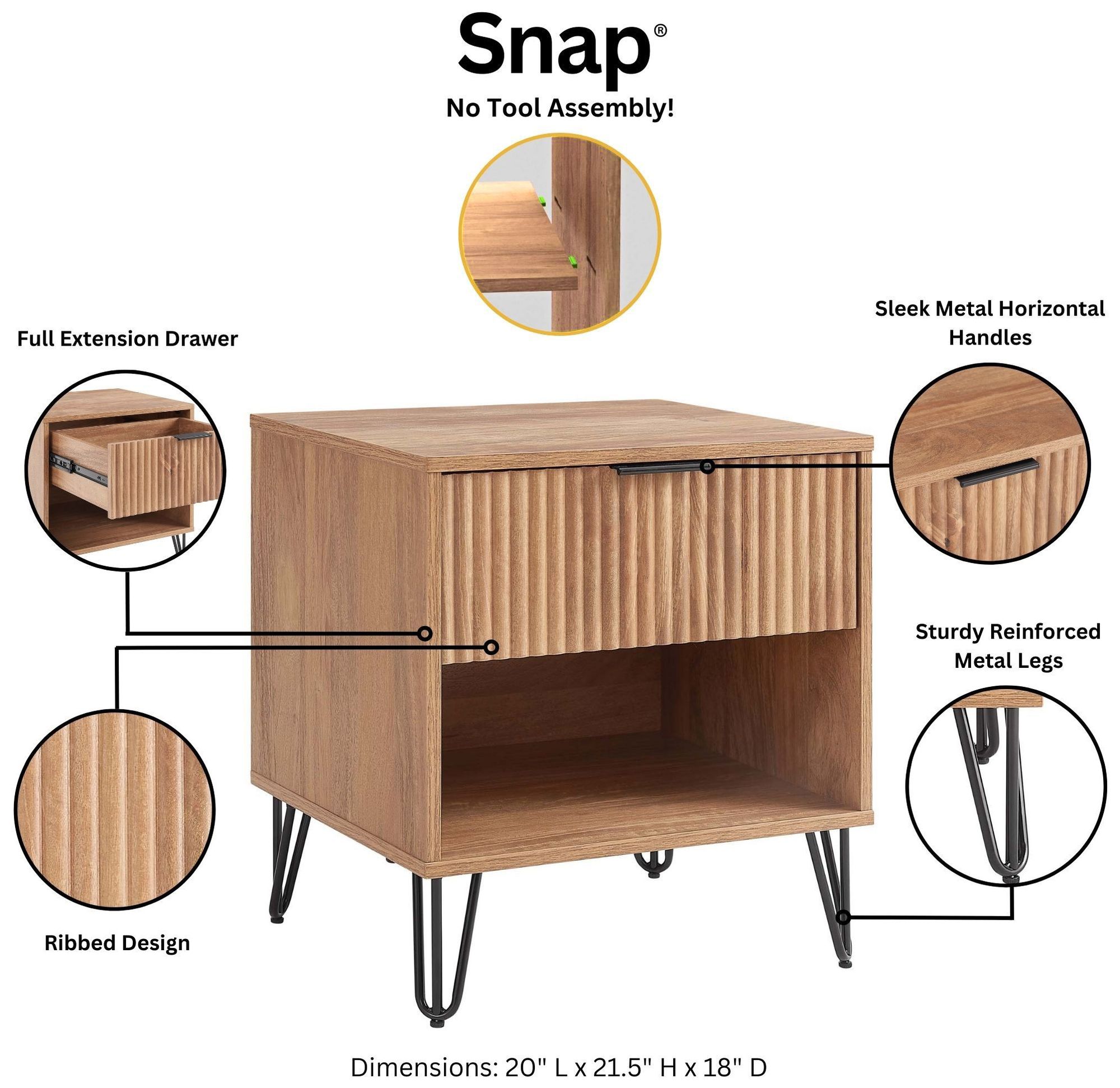 Image 4 DUMBO 1.0 Nightstand in Golden Brown - Set of 2 more views