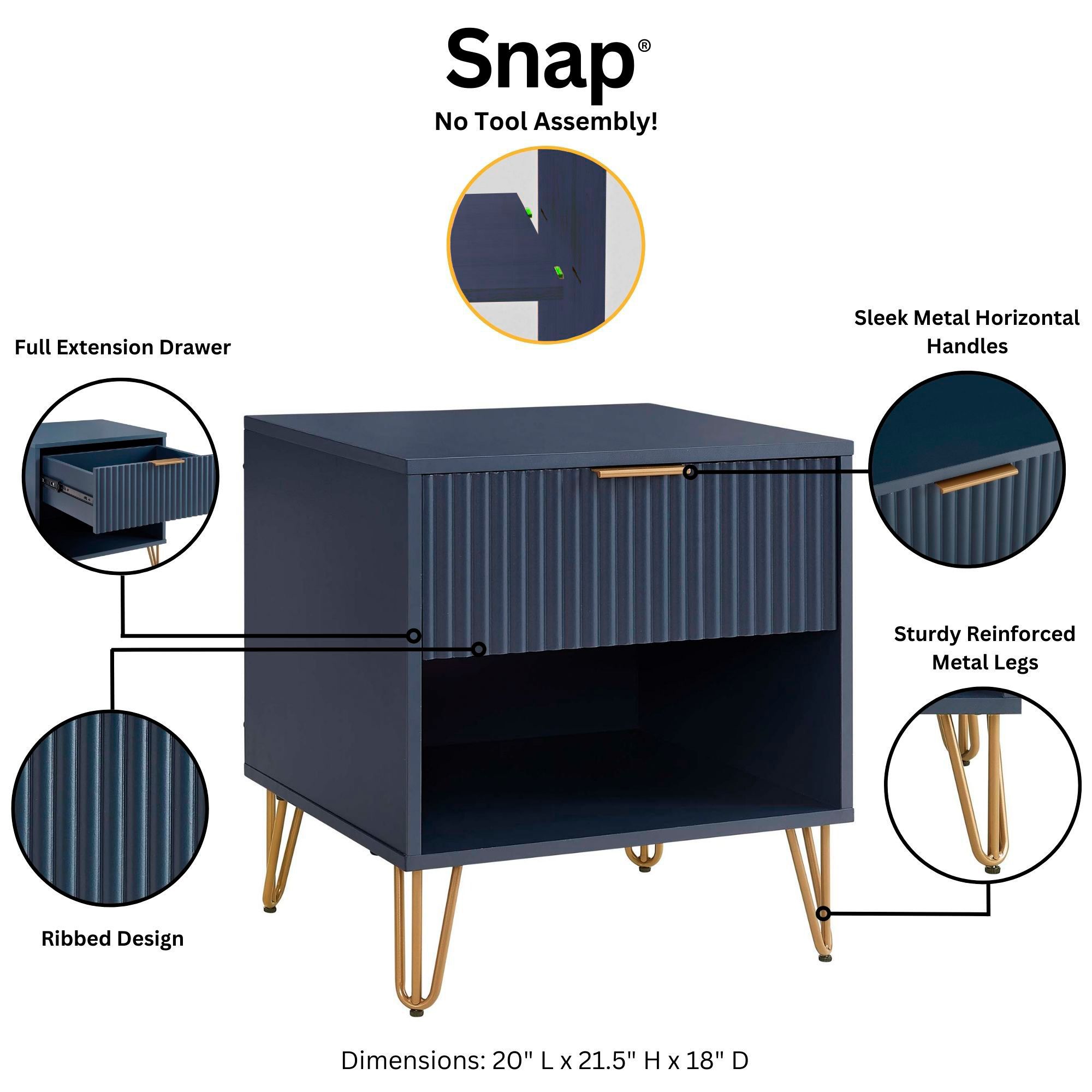 Image 7 DUMBO 1.0 Nightstand in Midnight Blue - Set of 2 more views