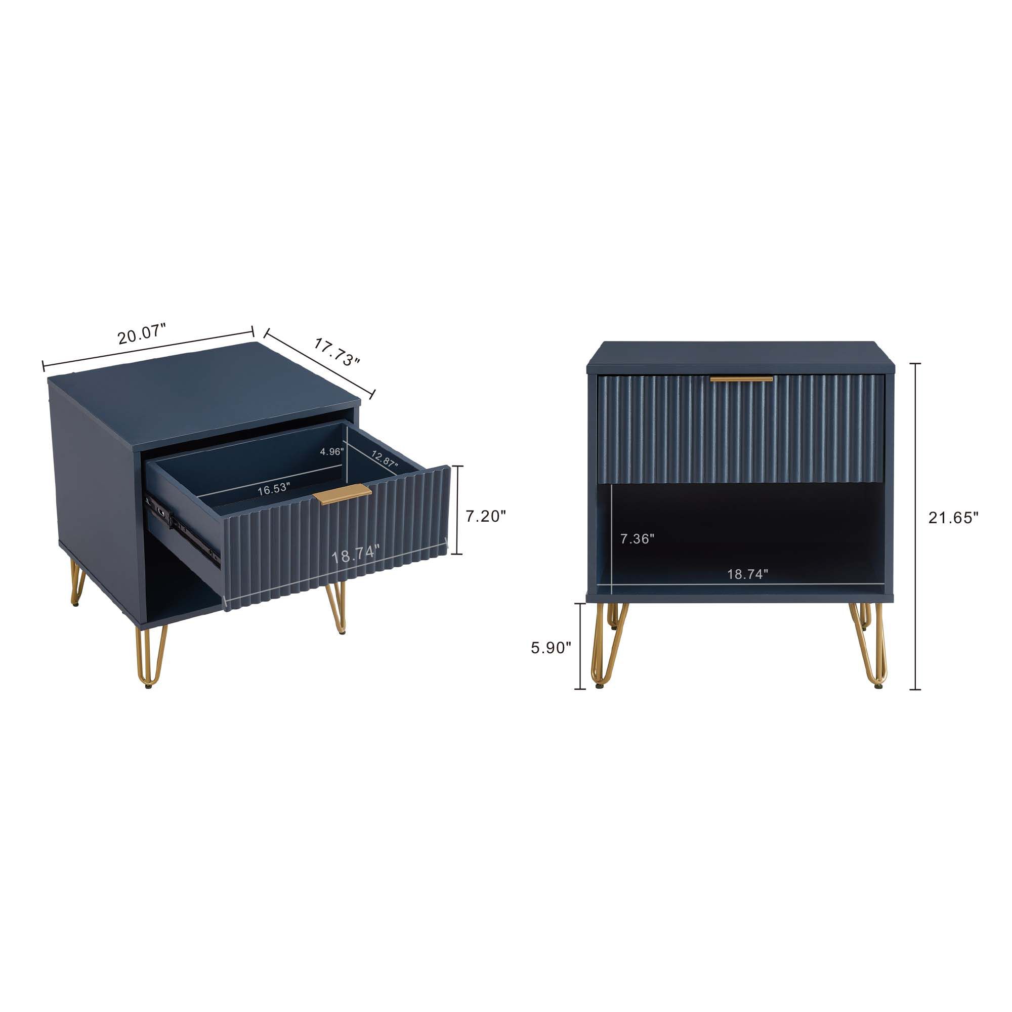DUMBO 1.0 Nightstand in Midnight Blue - Set of 2