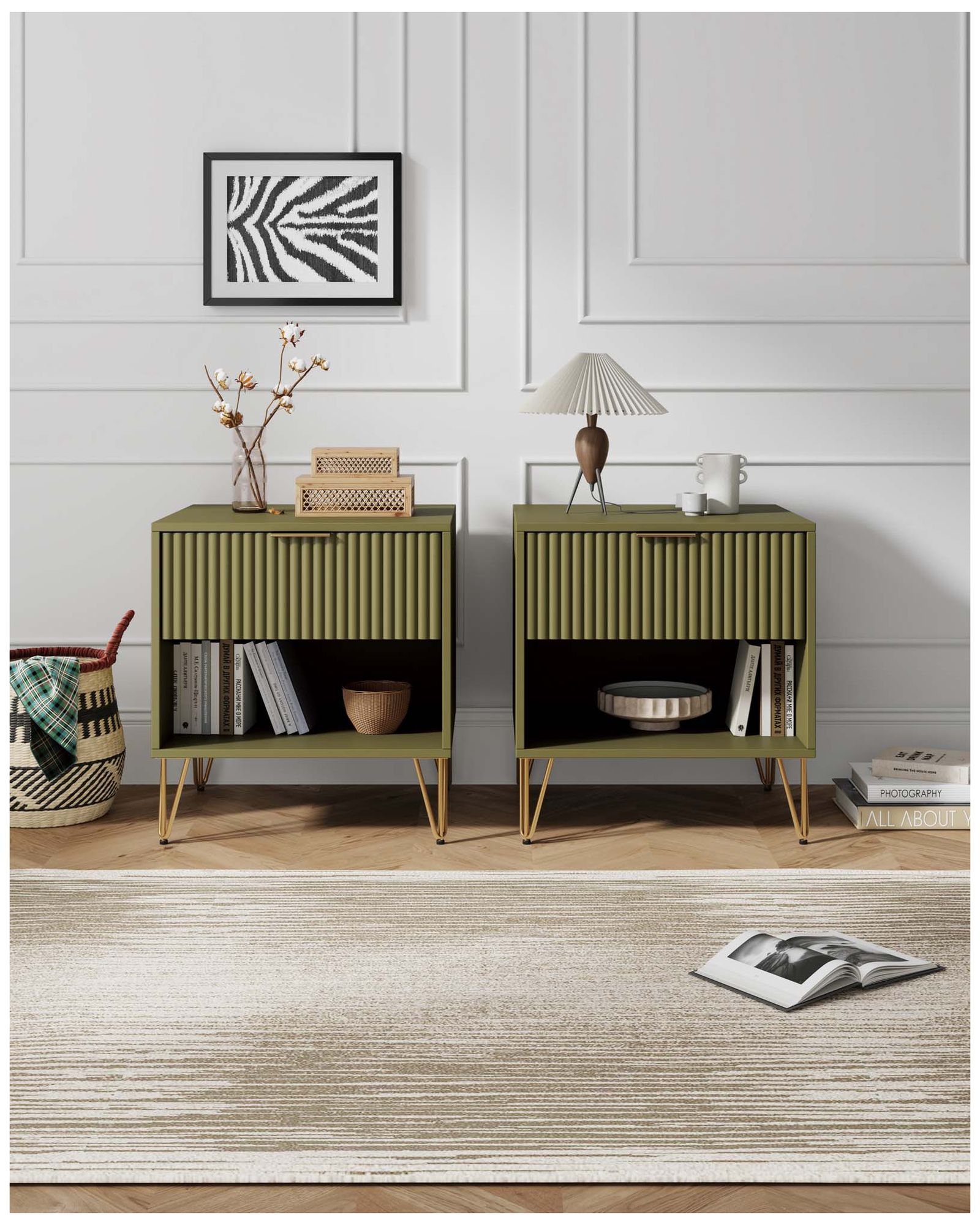 Image 2 DUMBO 1.0 Nightstand in Olive Green - Set of 2 more views