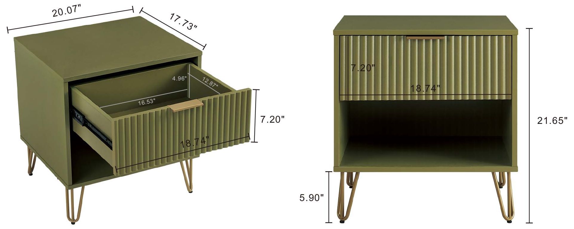 Image 3 DUMBO 1.0 Nightstand in Olive Green more views