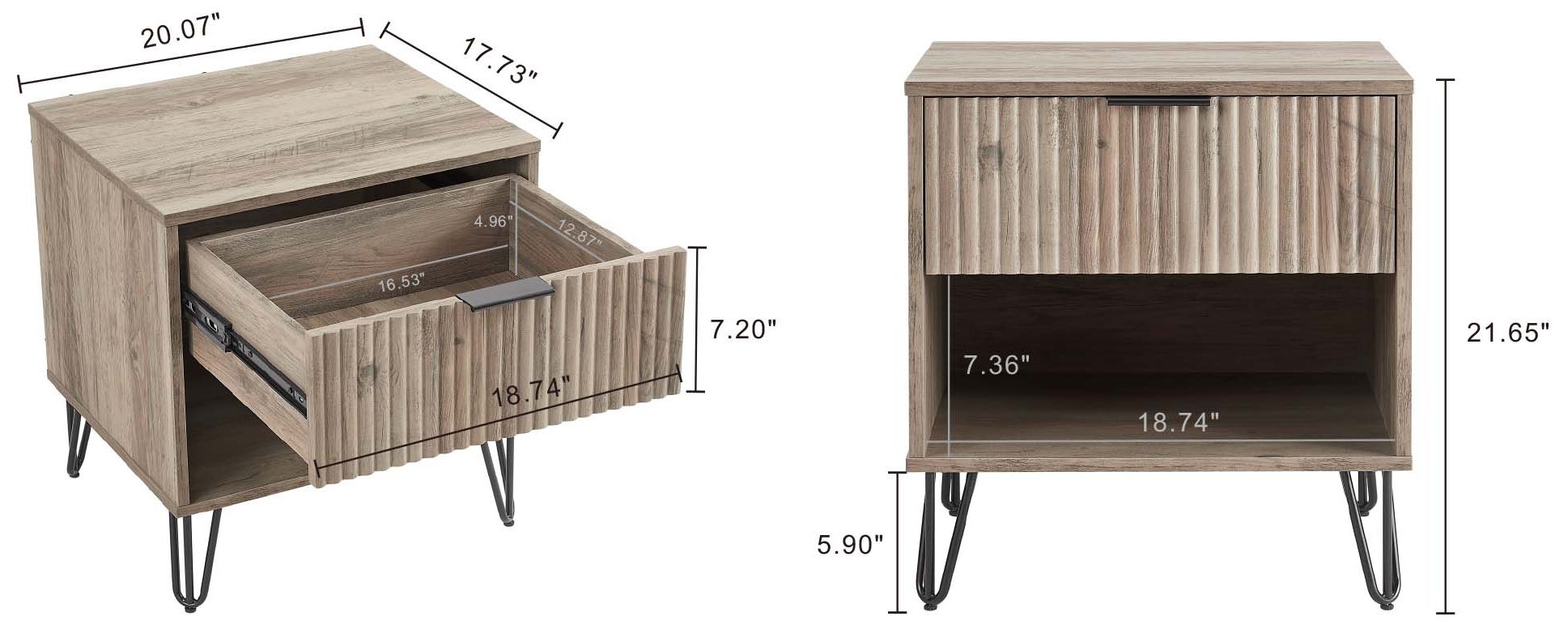 Image 3 DUMBO 1.0 Nightstand in Rustic Grey - Set of 2 more views