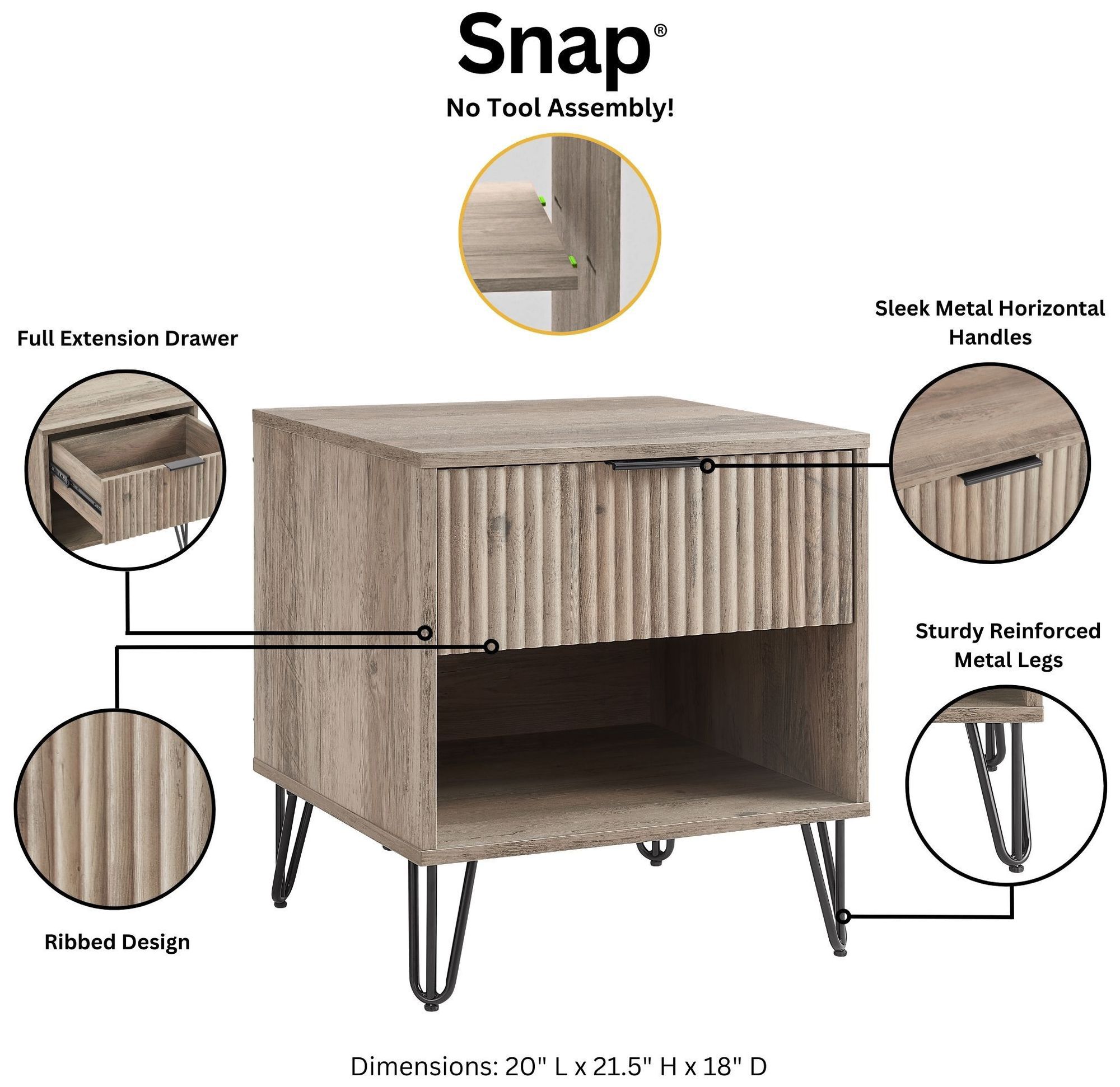 Image 4 DUMBO 1.0 Nightstand in Rustic Grey - Set of 2 more views