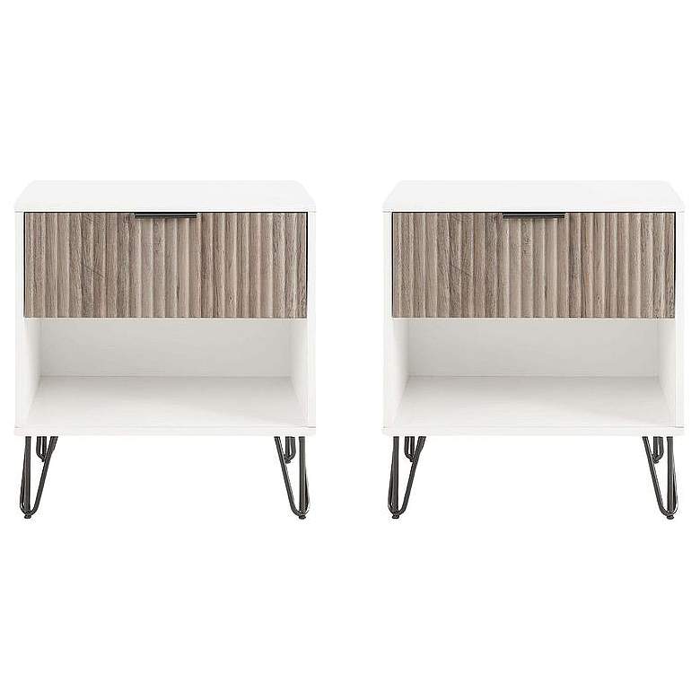 Image 1 DUMBO 1.0 Nightstand in White and Rustic Grey - Set of 2