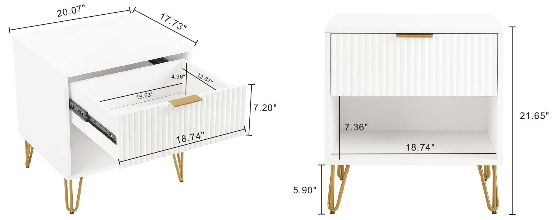 Image 3 DUMBO 1.0 Nightstand in White - Set of 2 more views