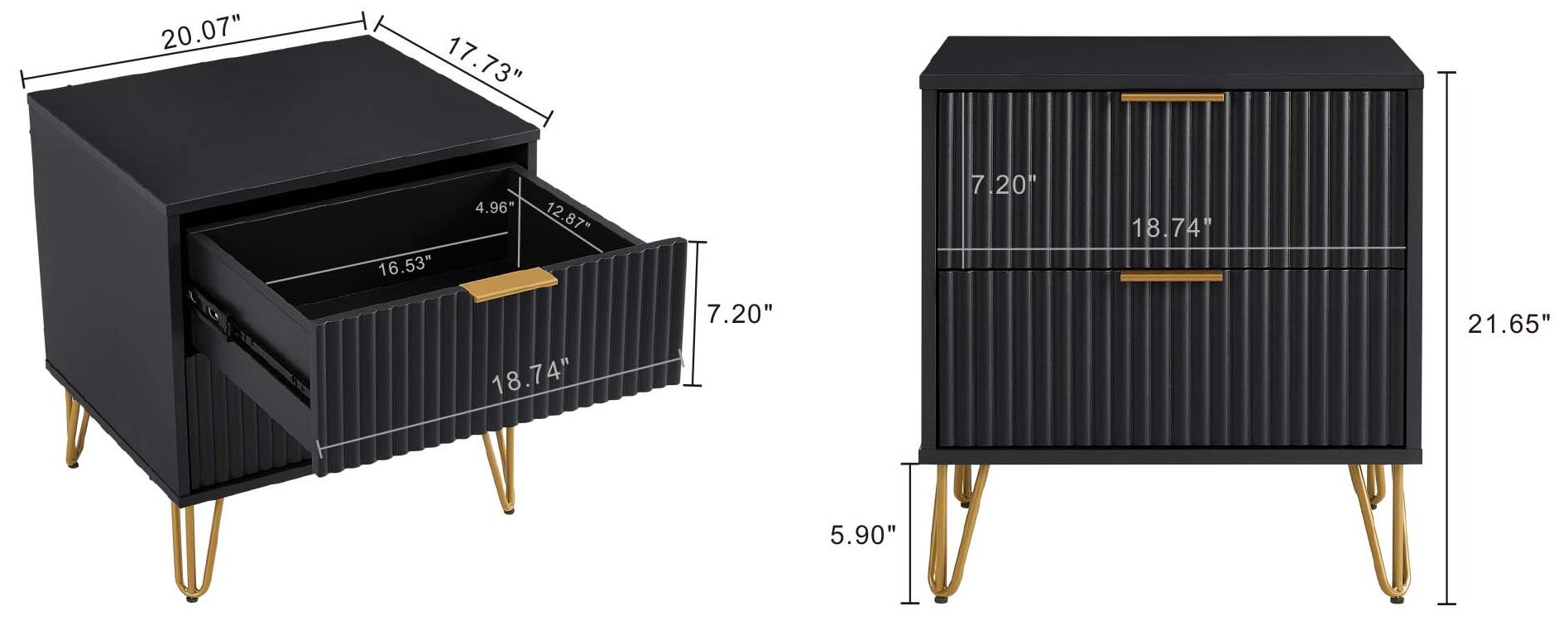 Image 3 DUMBO 2.0 Nightstand in Black - Set of 2 more views