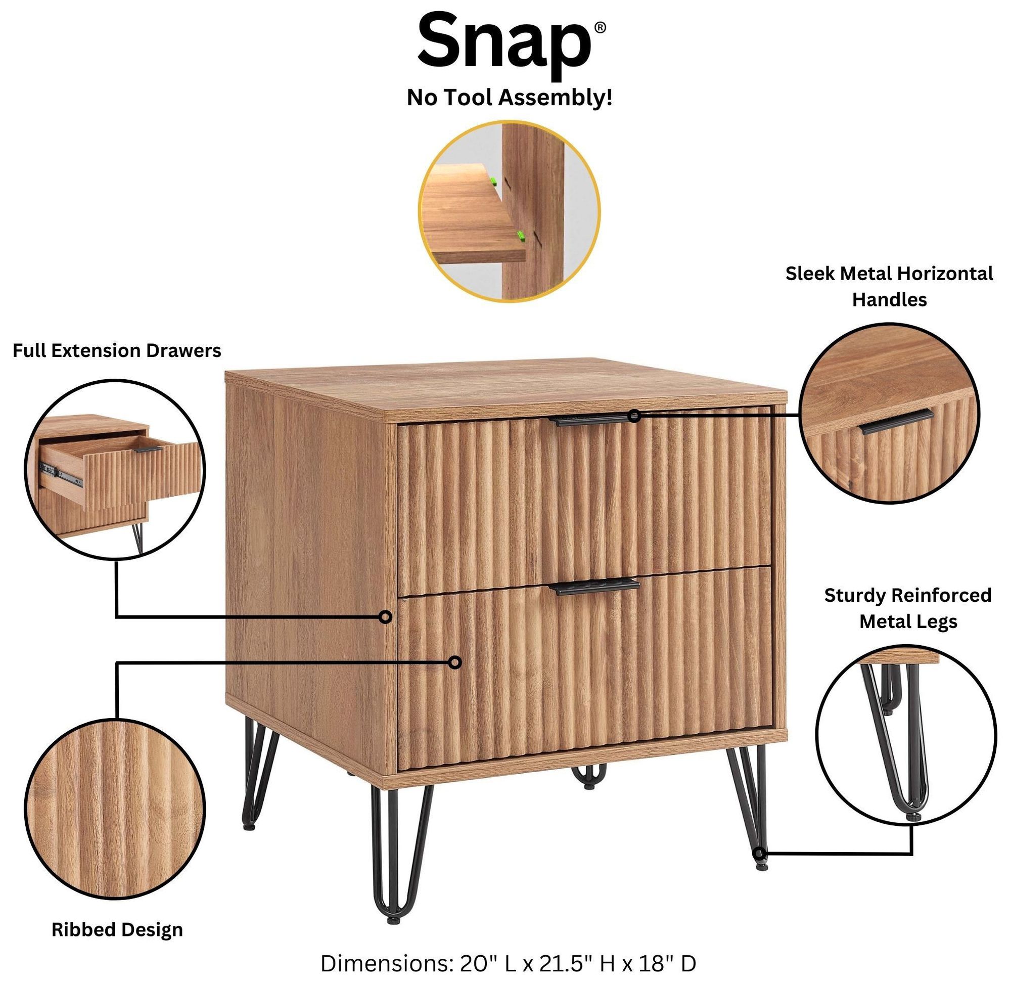 Image 4 DUMBO 2.0 Nightstand in Golden Brown - Set of 2 more views