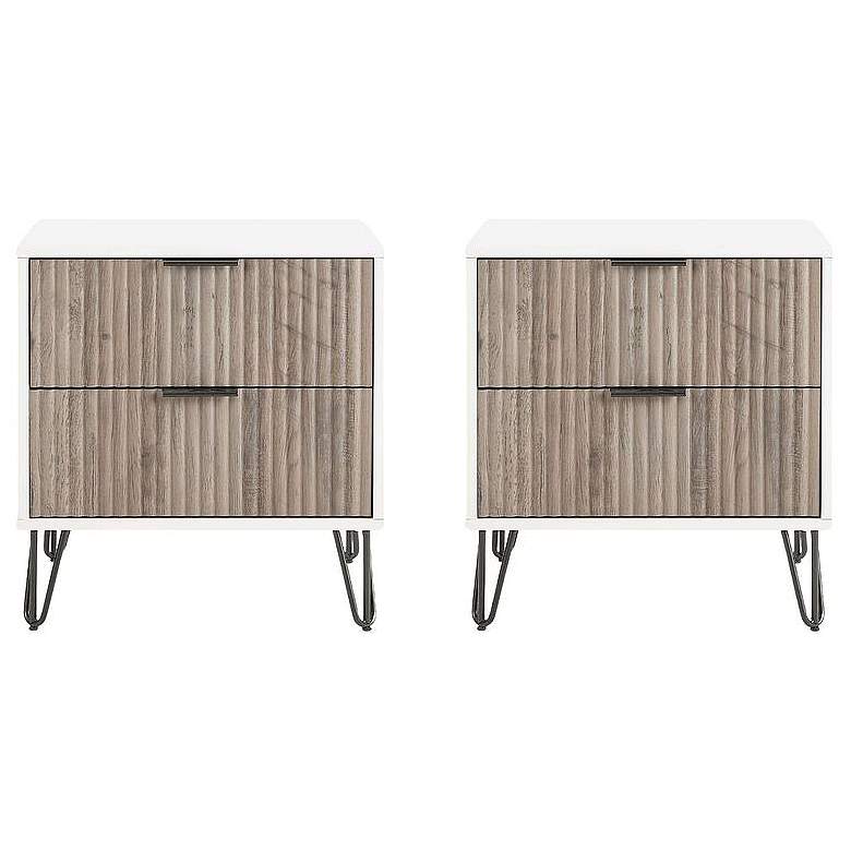 Image 1 DUMBO 2.0 Nightstand in White and Rustic Grey - Set of 2