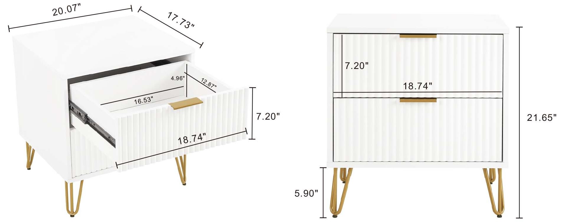 Image 3 DUMBO 2.0 Nightstand in White - Set of 2 more views