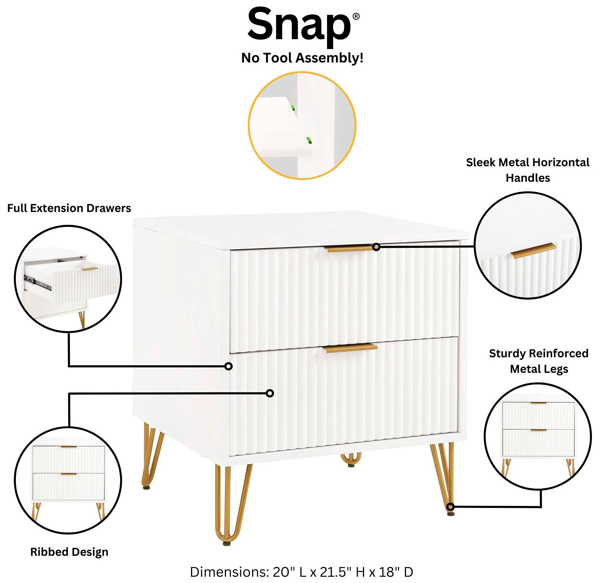 Image 4 DUMBO 2.0 Nightstand in White more views