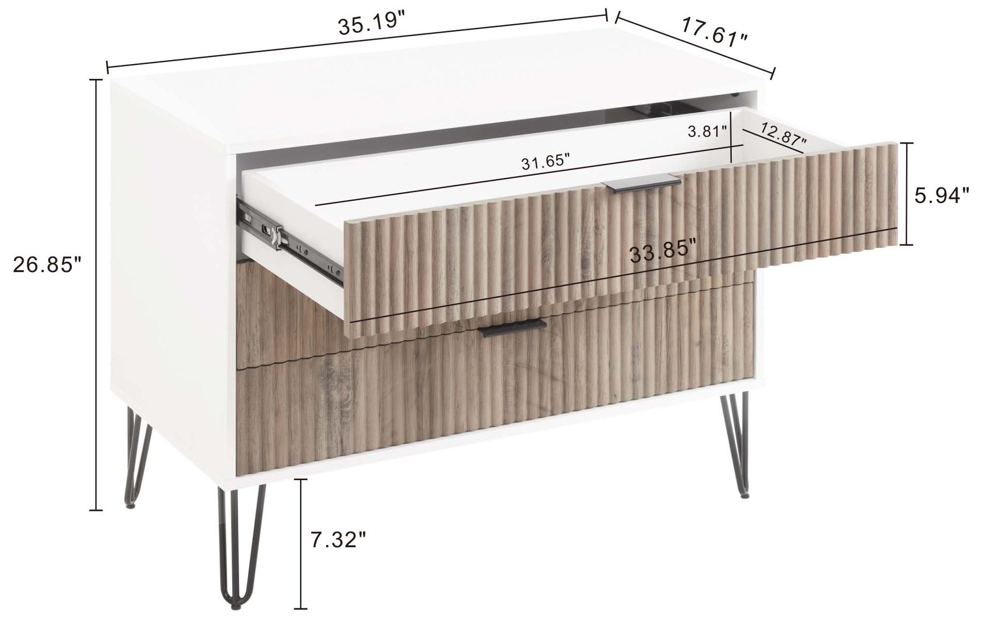 Image 3 Dumbo 35 1/4" Wide White and Gray Wood 3-Drawer Dresser more views