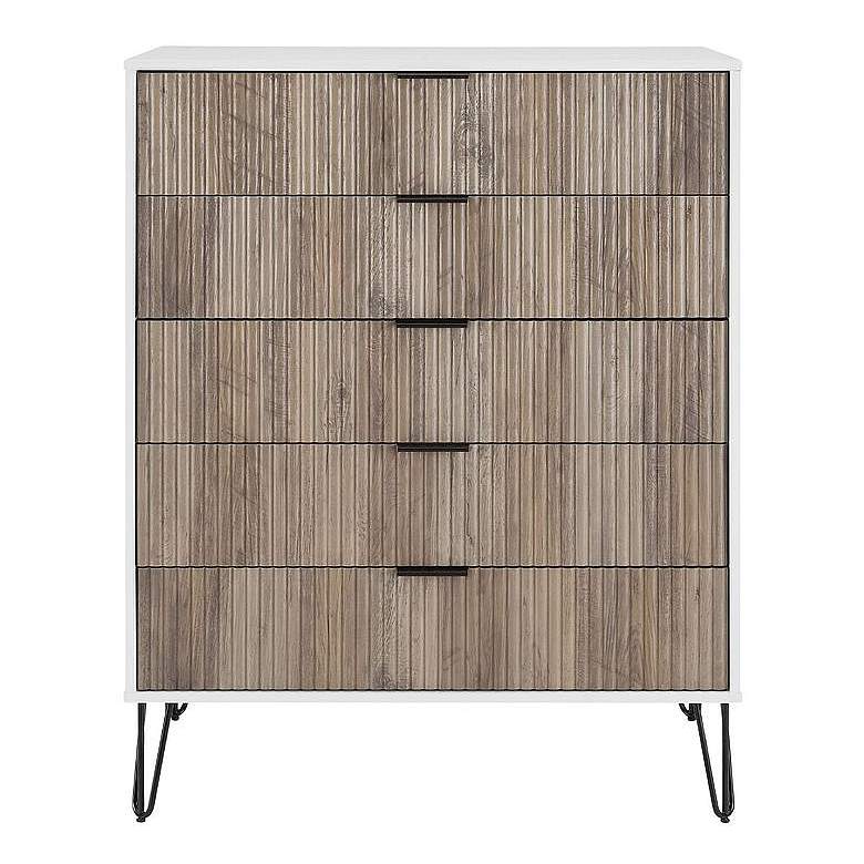 Image 1 DUMBO 5-Drawer Tall Dresser in White and Grey