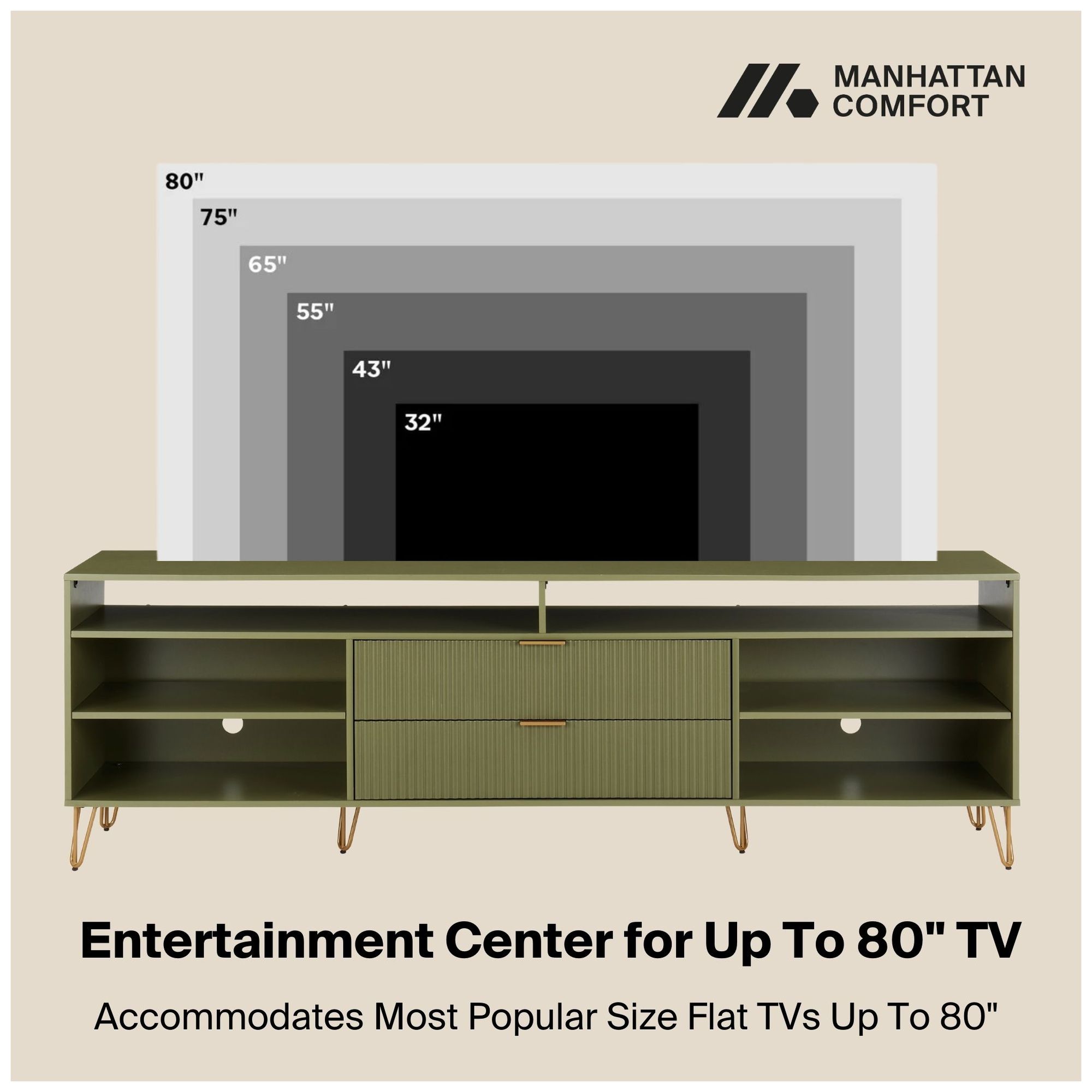 Image 5 DUMBO 85" Mid-Century Modern TV Stand in Olive Green more views