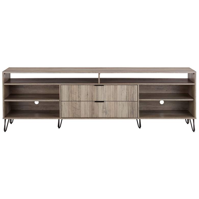 Image 1 DUMBO 85" Mid-Century Modern TV Stand in Rustic Grey